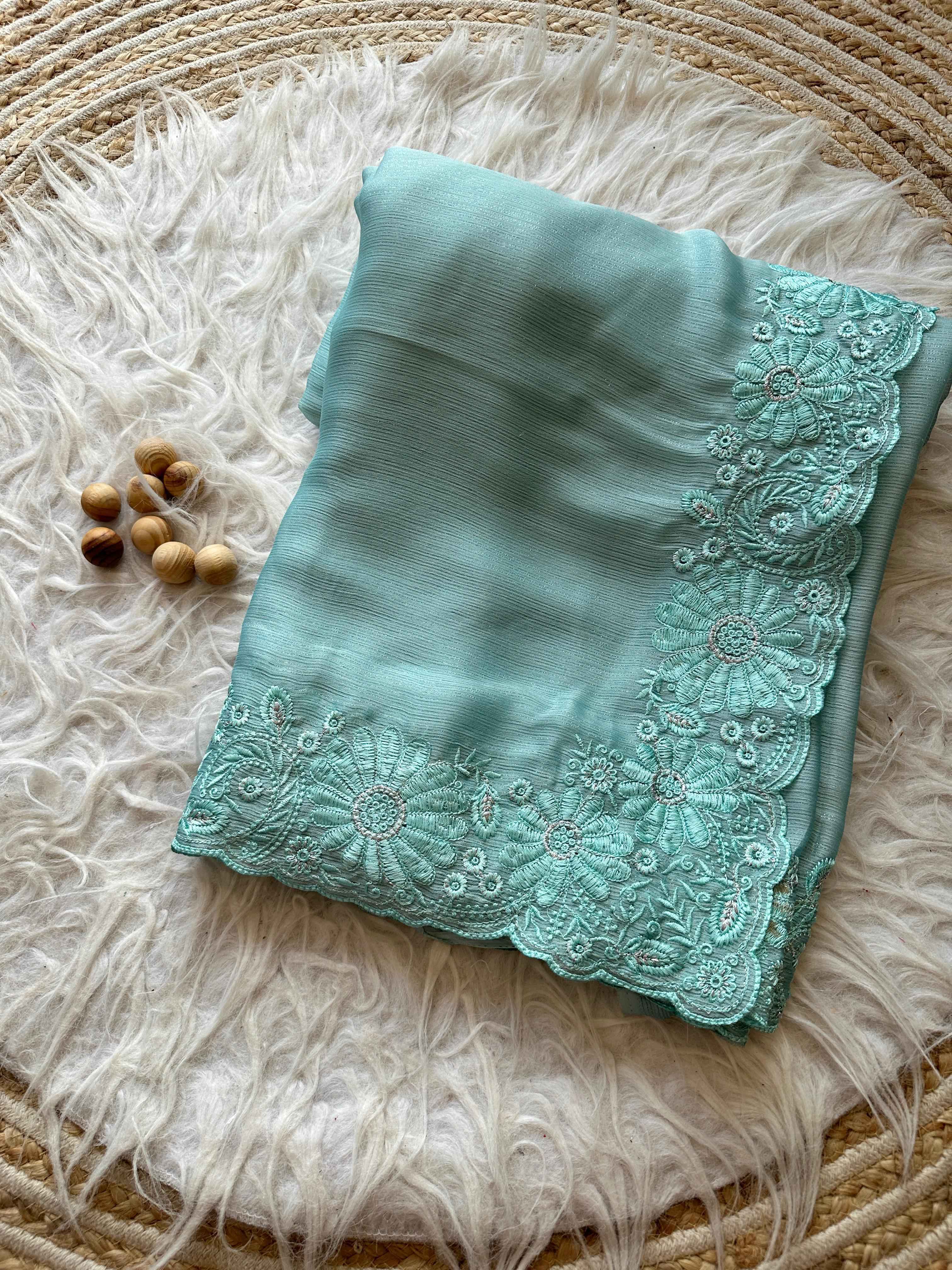PURE CHIFFON GEORGETT SILK ZARI WEAVING LINING SAREE AT WHOLESALE PRICE