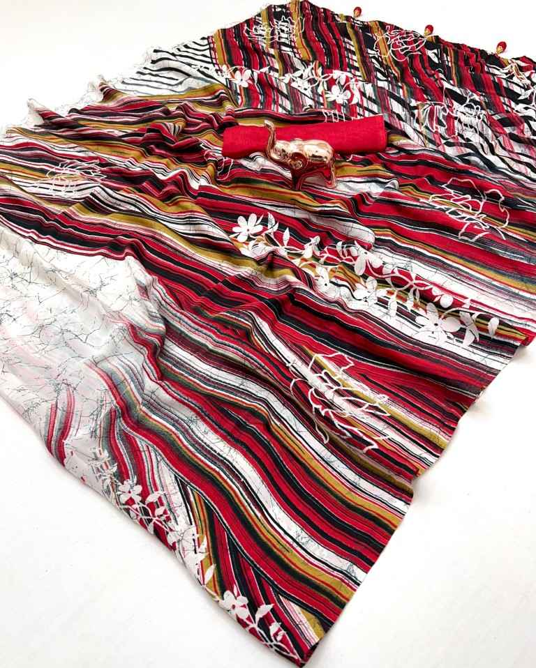 PURE CRAPE SATIN WITH AJRAK PRINTED RICH PALLU SAREE AT WHOLESALE PRICE