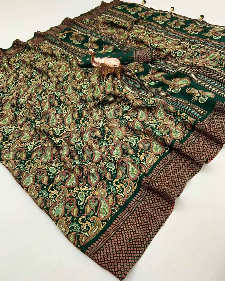 PURE CRAPE SATIN WITH AJRAK PRINTED RICH PALLU SAREE AT WHOLESALE PRICE