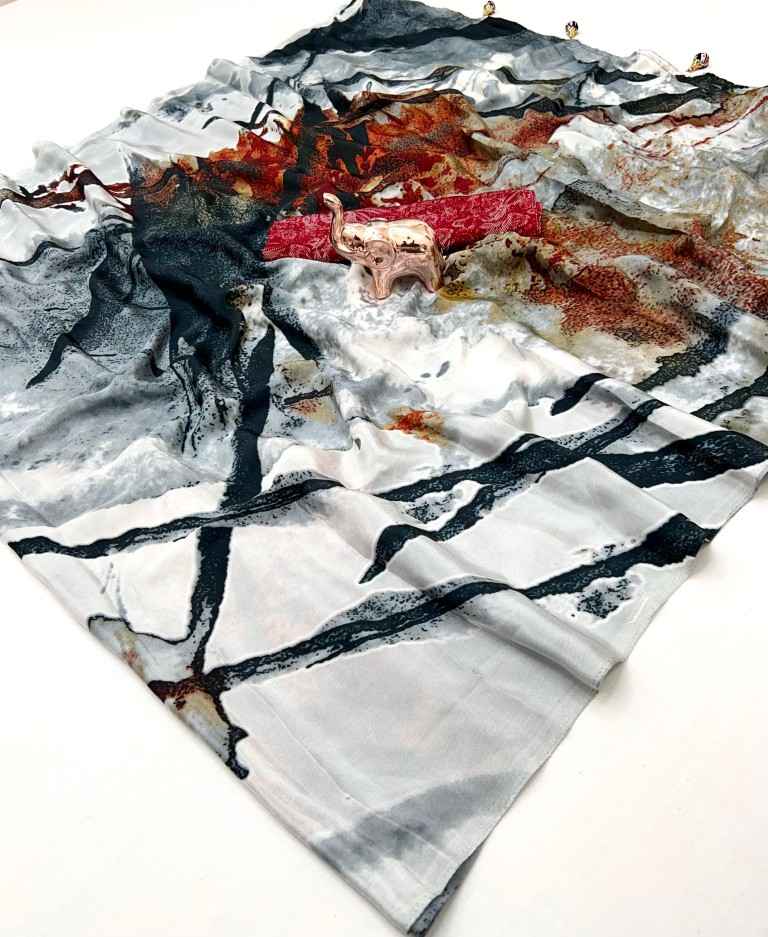 PURE CRAPE SATIN WITH AJRAK PRINTED RICH PALLU SAREE AT WHOLESALE PRICE