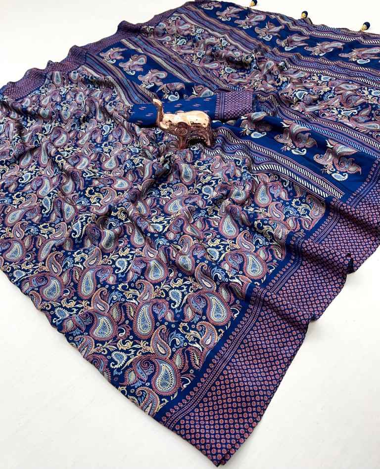 PURE CRAPE SATIN WITH AJRAK PRINTED RICH PALLU SAREE AT WHOLESALE PRICE