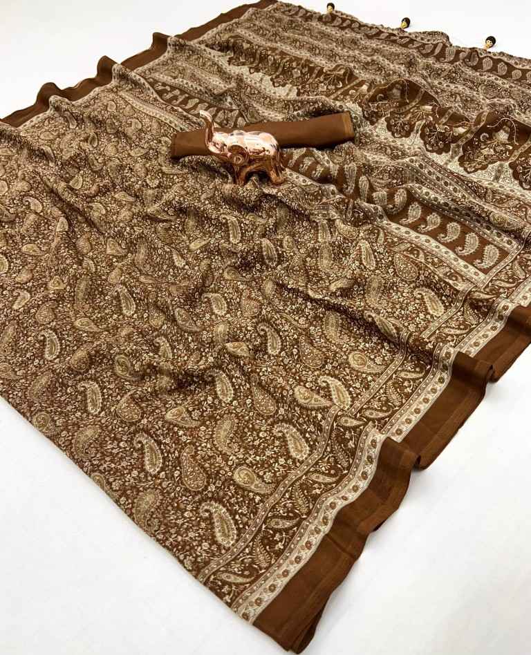 PURE CRAPE SATIN WITH AJRAK PRINTED SAREE AT WHOLESALE PRICE