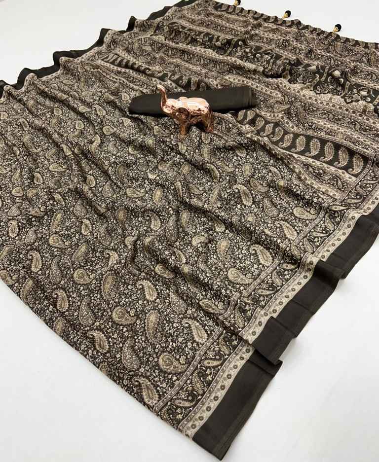 PURE CRAPE SATIN WITH AJRAK PRINTED SAREE AT WHOLESALE PRICE