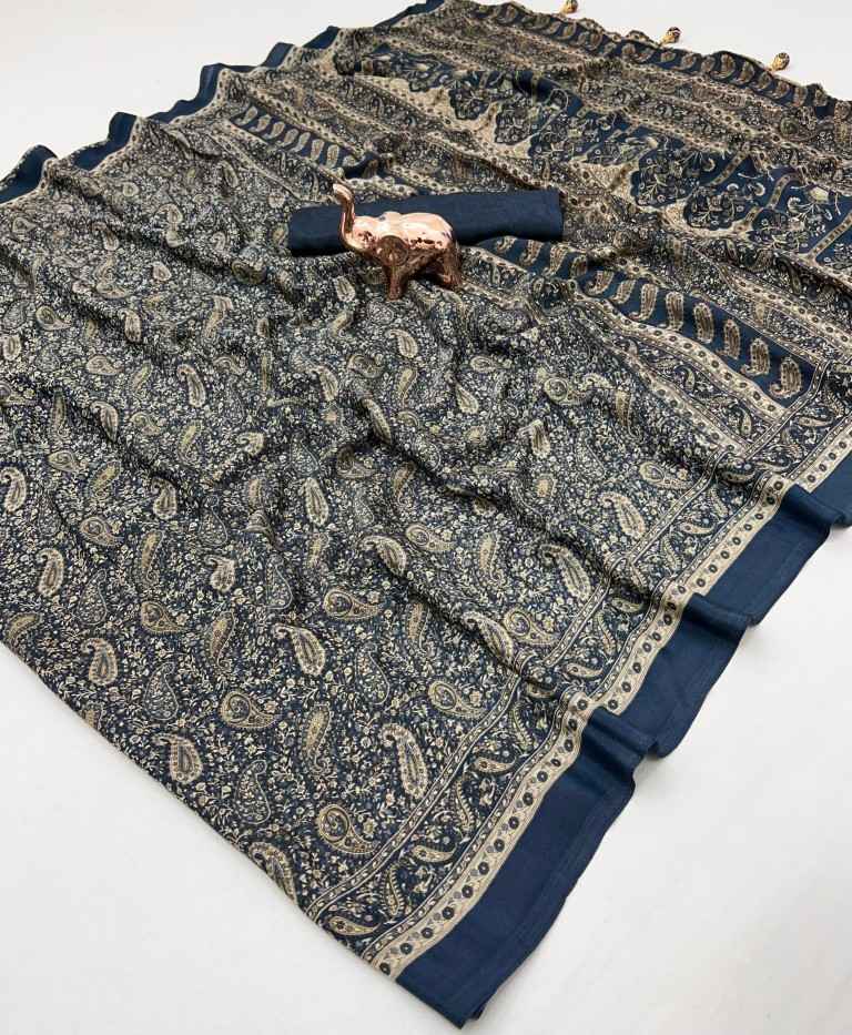 PURE CRAPE SATIN WITH AJRAK PRINTED SAREE AT WHOLESALE PRICE