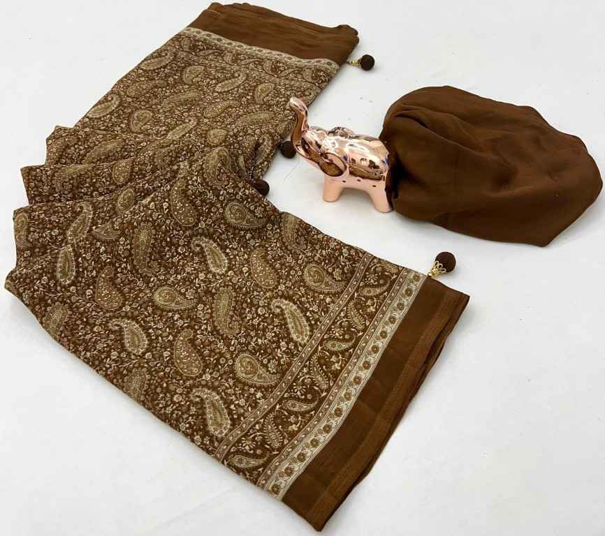 PURE CRAPE SATIN WITH AJRAK PRINTED SAREE AT WHOLESALE PRICE