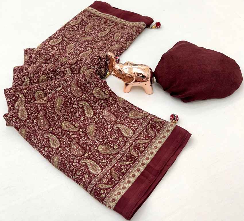 PURE CRAPE SATIN WITH AJRAK PRINTED SAREE AT WHOLESALE PRICE