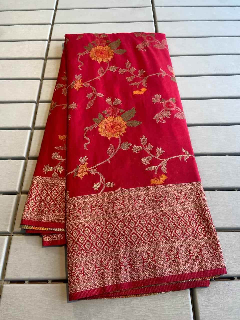 PURE CREPE KHADI SILK WITH MEENAKARI WEAVING SAREE AT WHOLESALE PRICE