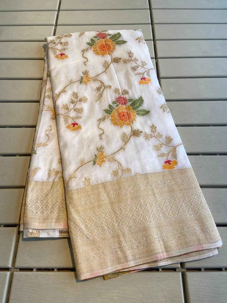PURE CREPE KHADI SILK WITH MEENAKARI WEAVING SAREE AT WHOLESALE PRICE