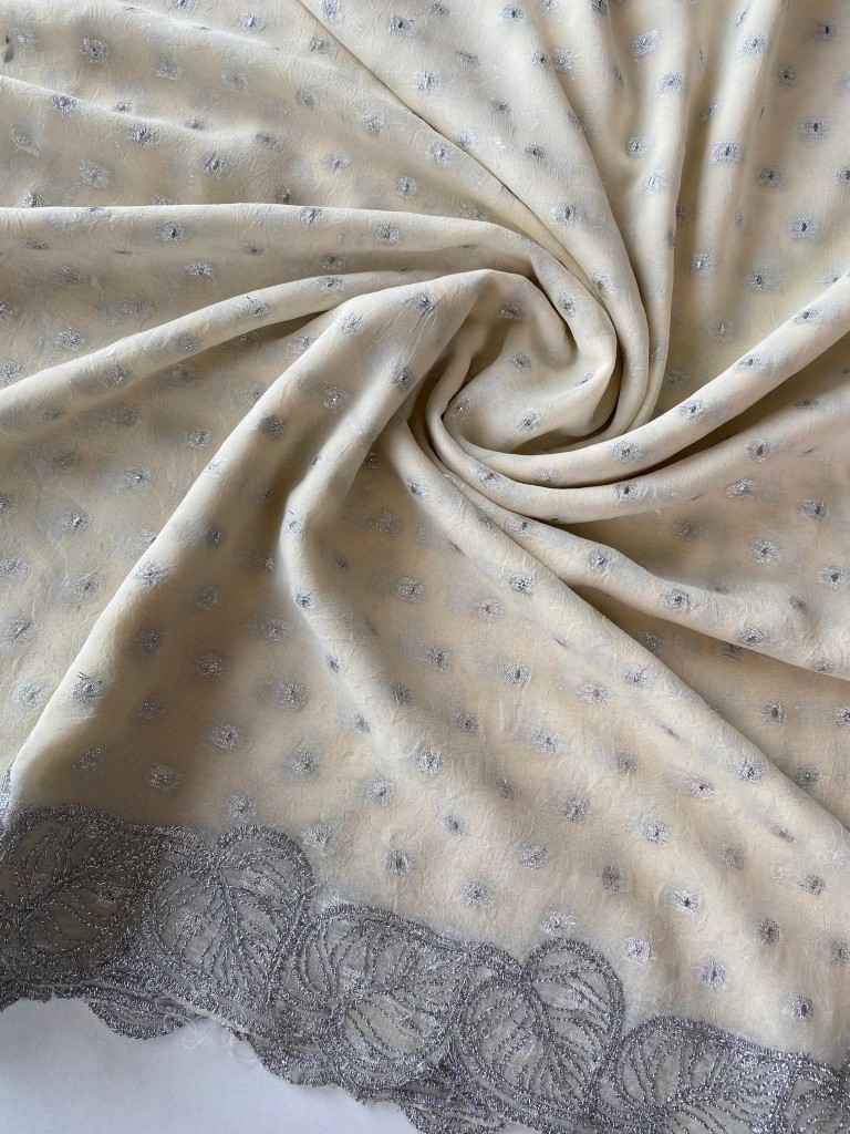 PURE CRUSH CHIFFON BUTTI WITH EMBROIDORY CUT WORK SAREE AT WHOLESALE PRICE
