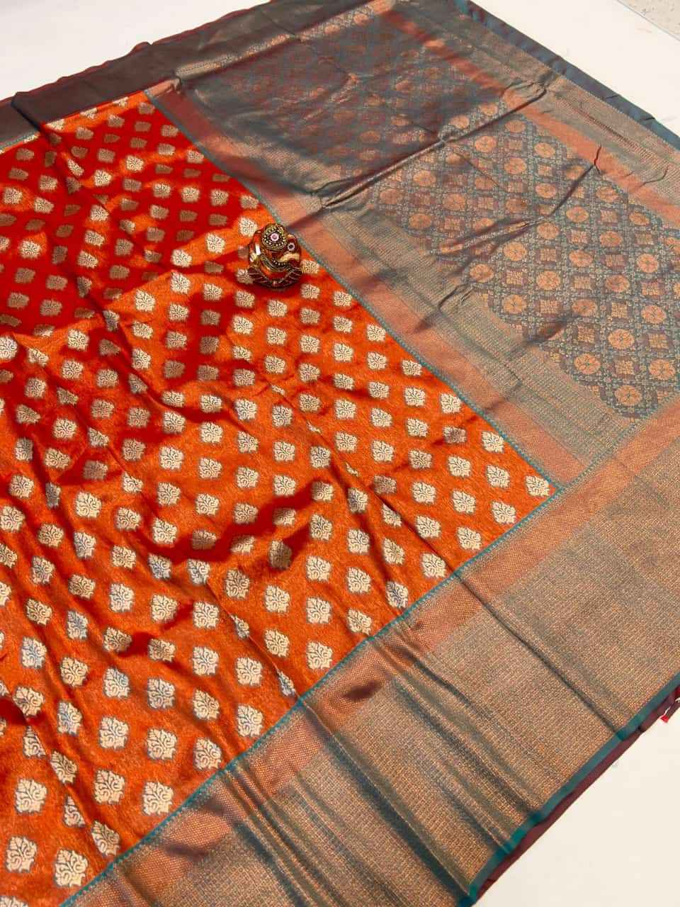 PURE DHARMAVARAM SILK COPPER & GOLD JARI SAREE AT WHOLESALE PRICE