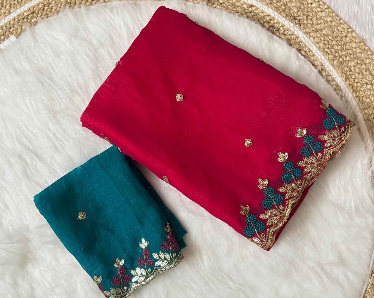 PURE FENDY SATIN EMBROIDERED SAREE AT WHOLESALE PRICE