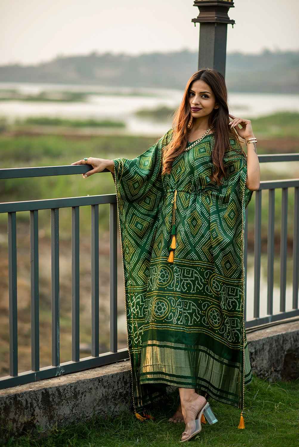 PURE GAJI SILK DIGITAL PRINT WITH GOTTA PATTI LACE BORDER KAFTAN AT WHOLESALE PRICE