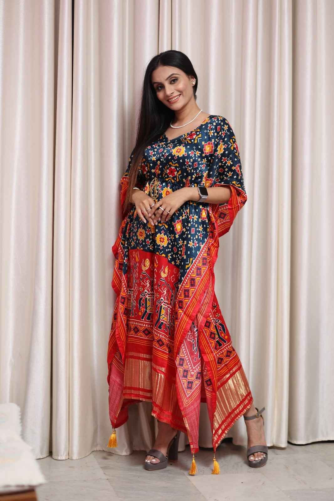 PURE GAJI SILK DIGITAL PRINT WITH GOTTA PATTI LACE BORDER KAFTAN AT WHOLESALE PRICE