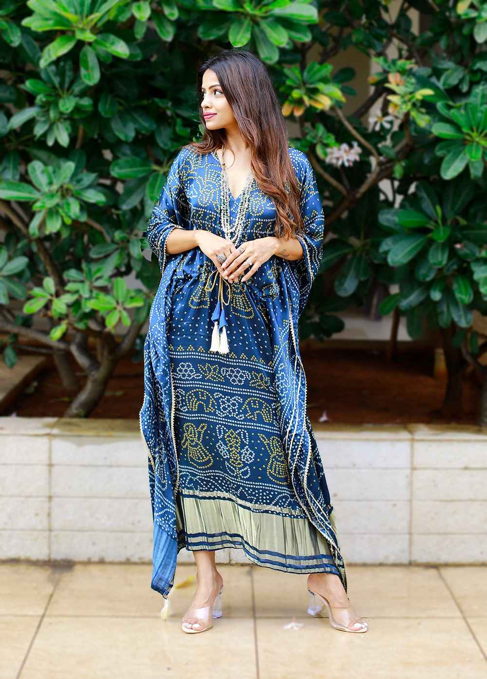 PURE GAJI SILK DIGITAL PRINT WITH GOTTA PATTI LACE BORDER KAFTAN AT WHOLESALE PRICE