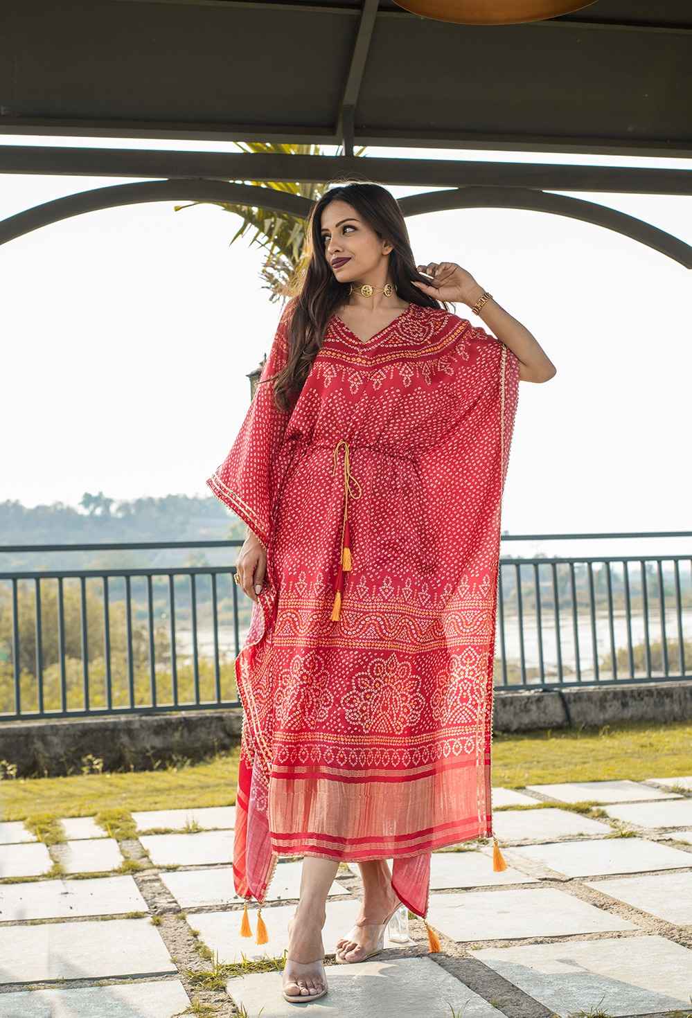 PURE GAJI SILK DIGITAL PRINT WITH GOTTA PATTI LACE BORDER KAFTAN AT WHOLESALE PRICE