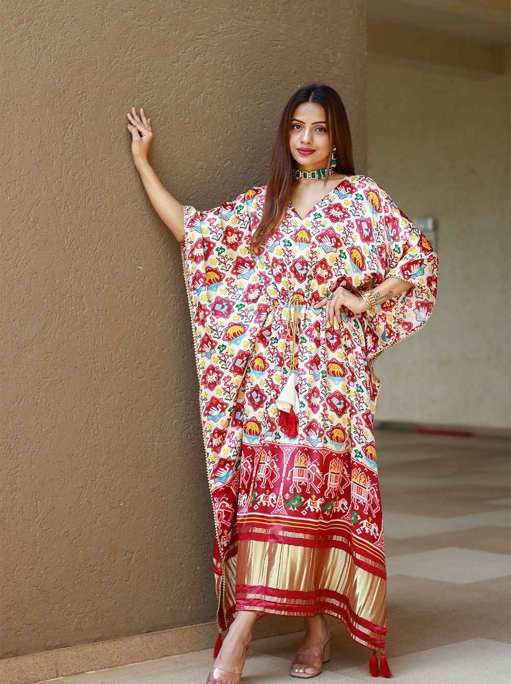 PURE GAJI SILK DIGITAL PRINT WITH GOTTA PATTI LACE BORDER KAFTAN AT WHOLESALE PRICE