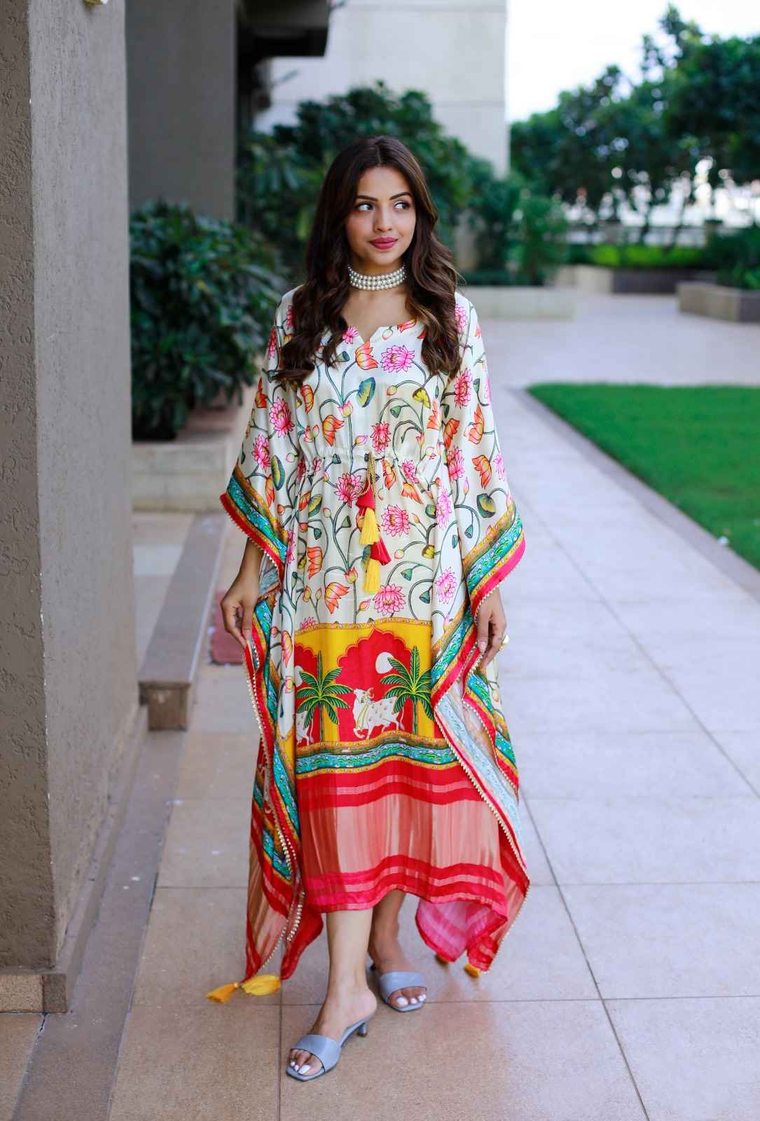 PURE GAJI SILK DIGITAL PRINT WITH GOTTA PATTI LACE BORDER KAFTAN AT WHOLESALE PRICE