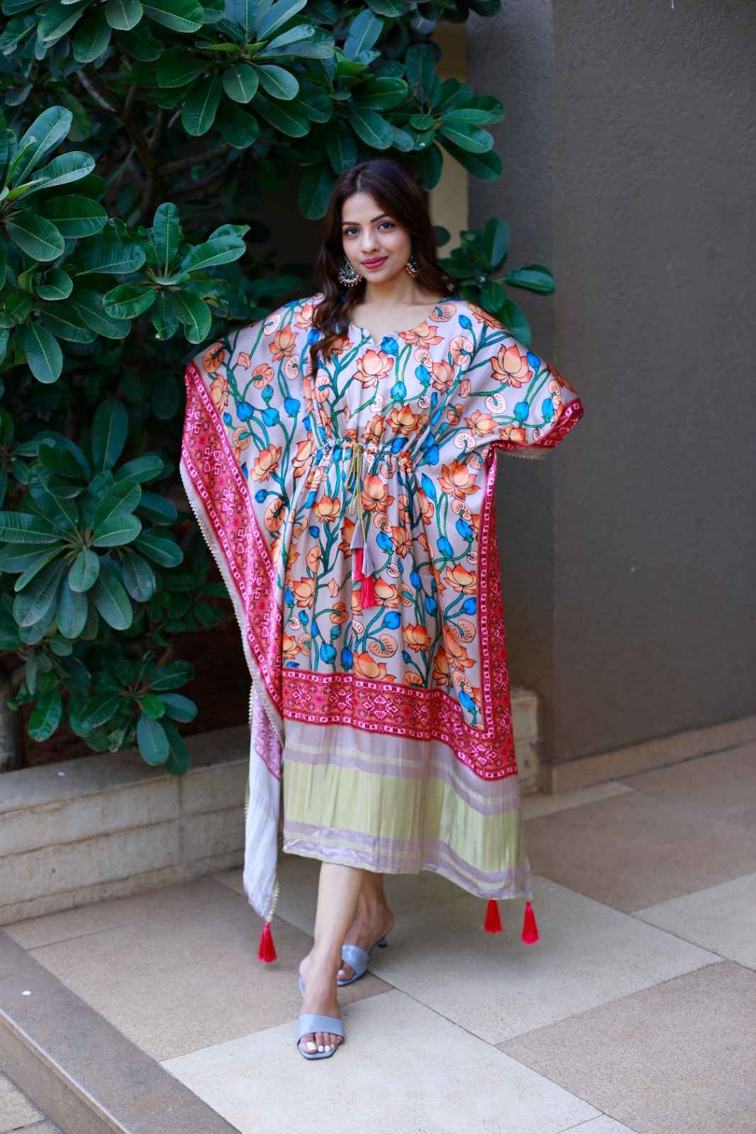PURE GAJI SILK DIGITAL PRINT WITH GOTTA PATTI LACE BORDER KAFTAN AT WHOLESALE PRICE