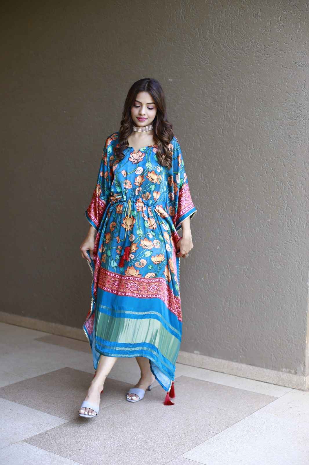 PURE GAJI SILK DIGITAL PRINT WITH GOTTA PATTI LACE BORDER KAFTAN AT WHOLESALE PRICE