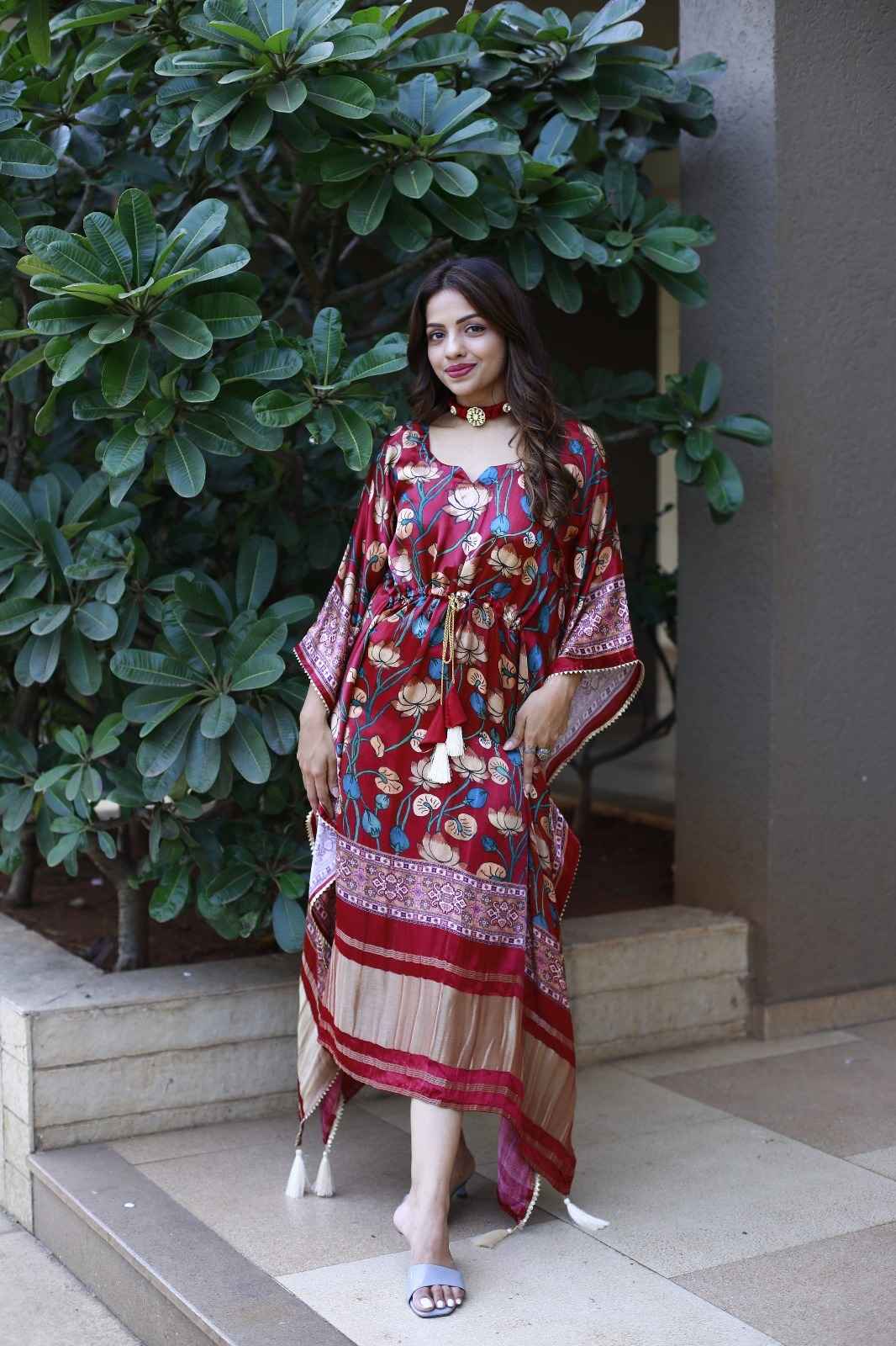 PURE GAJI SILK DIGITAL PRINT WITH GOTTA PATTI LACE BORDER KAFTAN AT WHOLESALE PRICE