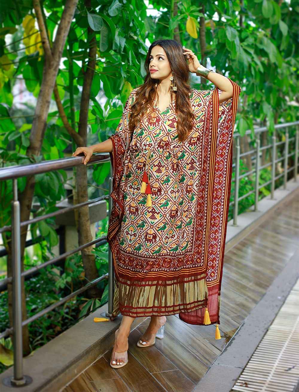 PURE GAJI SILK DIGITAL PRINT WITH GOTTA PATTI LACE BORDER KAFTAN AT WHOLESALE PRICE
