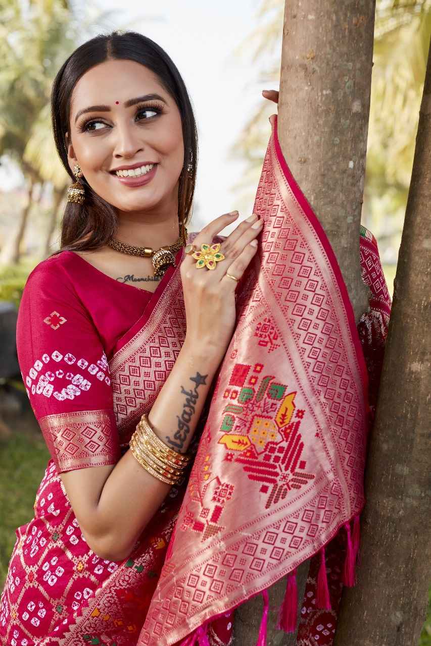PURE GHARCHOLA BANDHEJ SILK WITH MINAKARI ZARI SAREE AT WHOLESALE PRICE