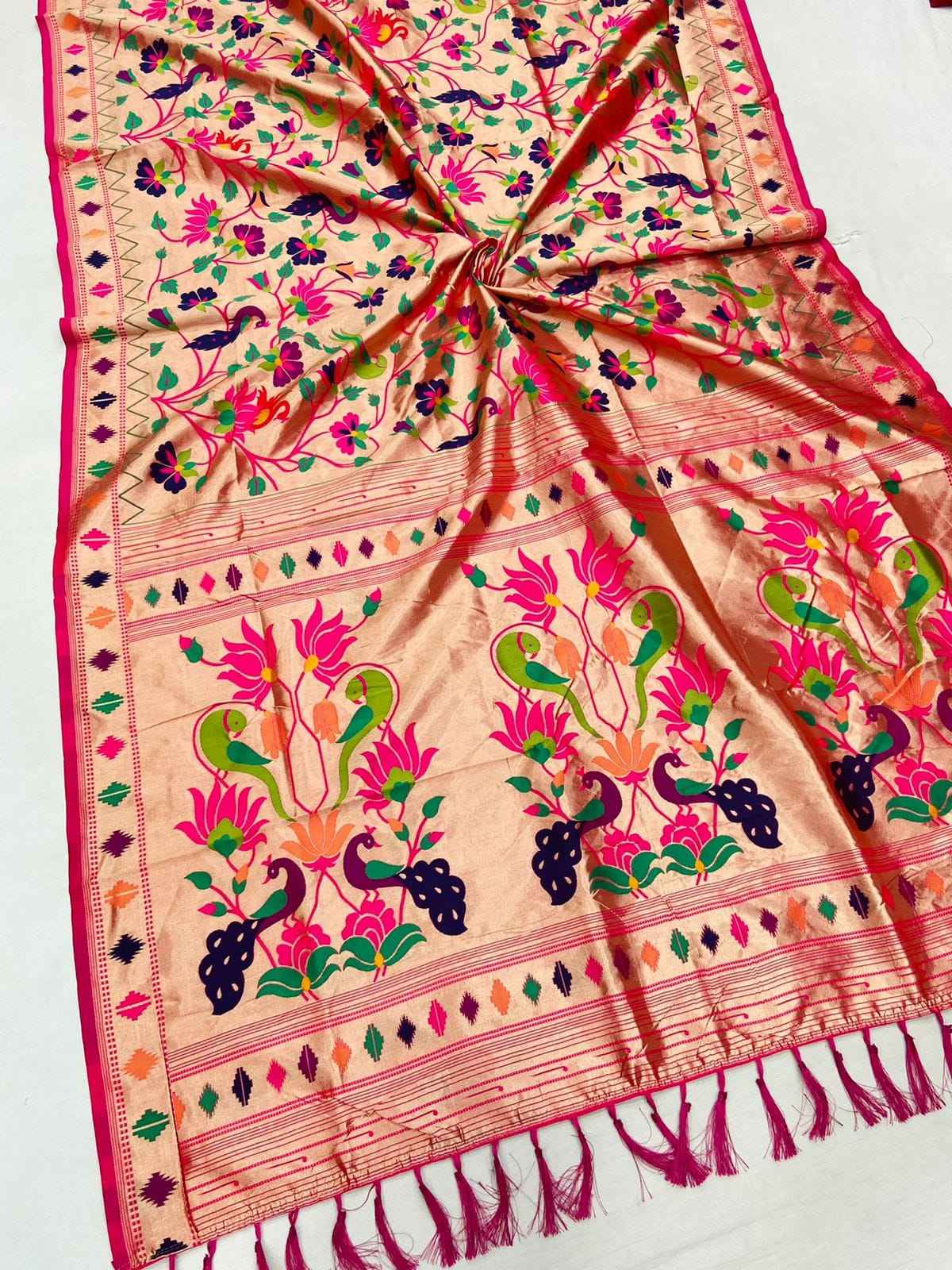 PURE KANCHIPURAM SILK ZARI WIVING PAITHANI SAREE AT WHOLESALE PRICE