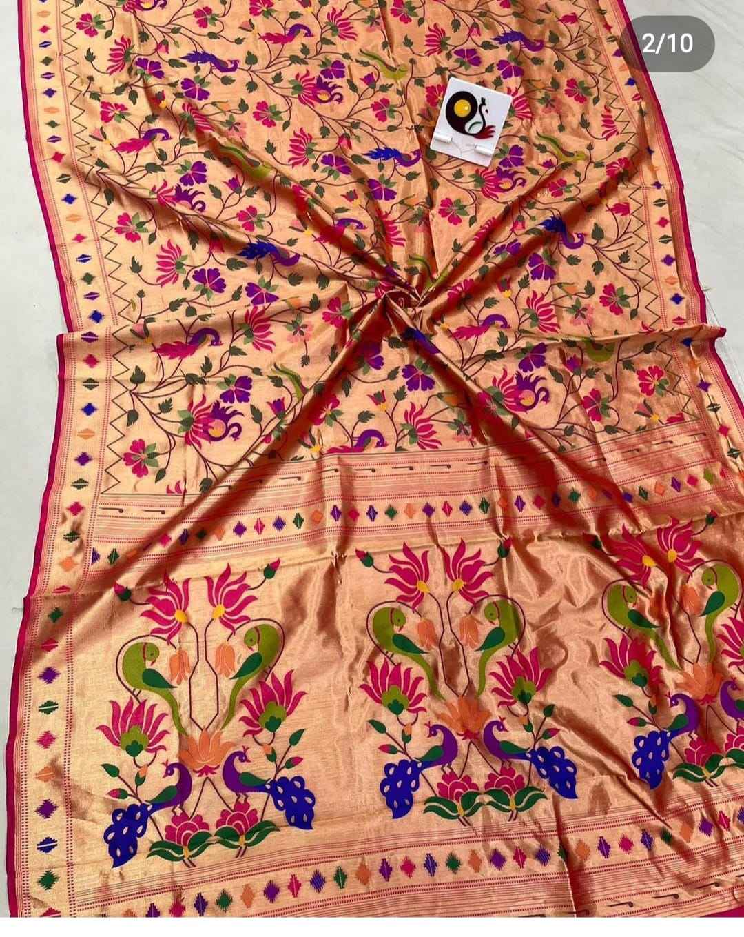PURE KANCHIPURAM SILK ZARI WIVING PAITHANI SAREE AT WHOLESALE PRICE