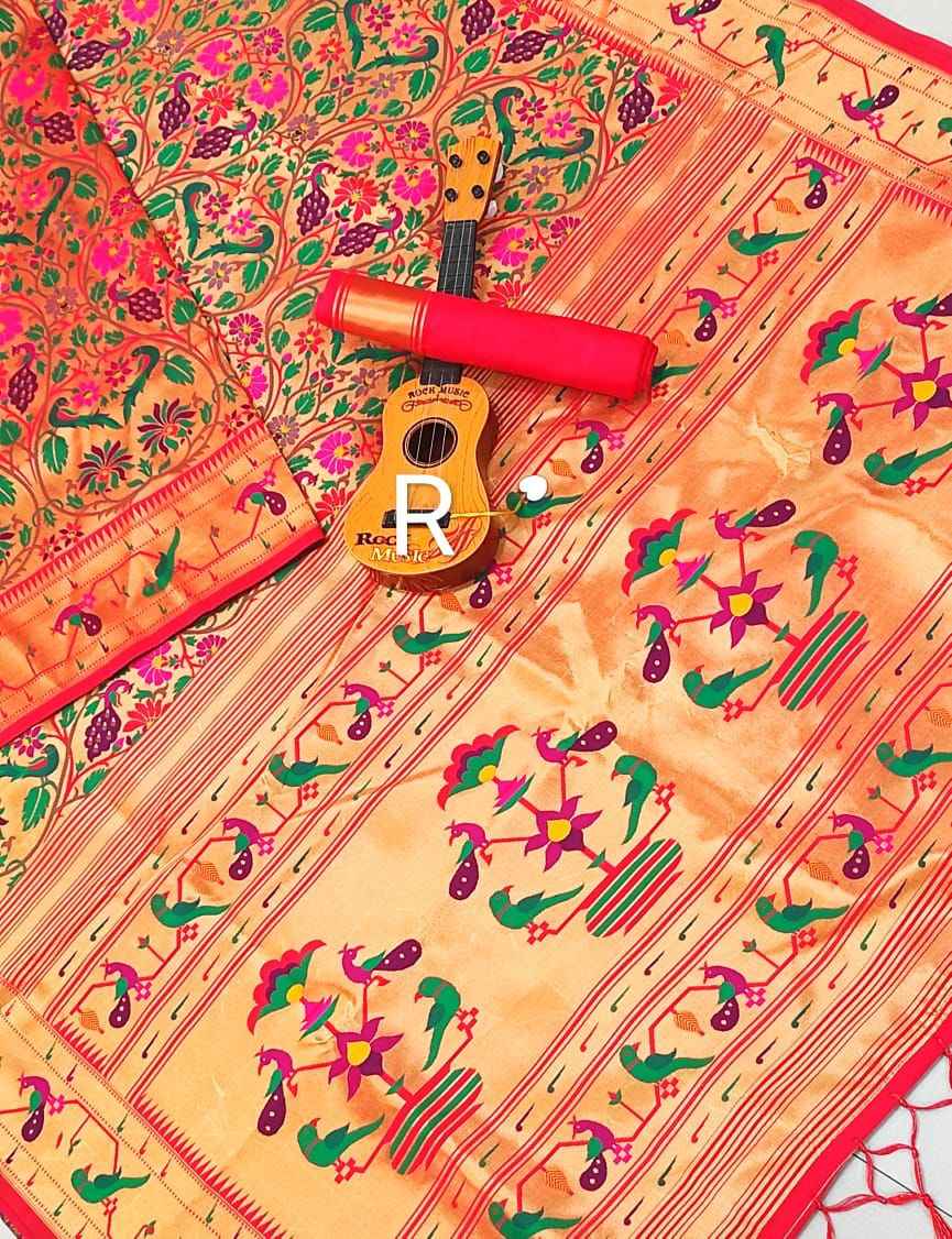 PURE KANCHIPURAM SILK ZARI WIVING PAITHANI SAREE AT WHOLESALE PRICE