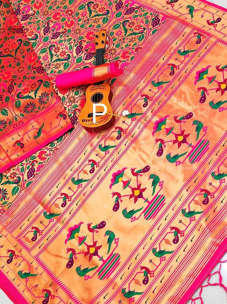 PURE KANCHIPURAM SILK ZARI WIVING PAITHANI SAREE AT WHOLESALE PRICE