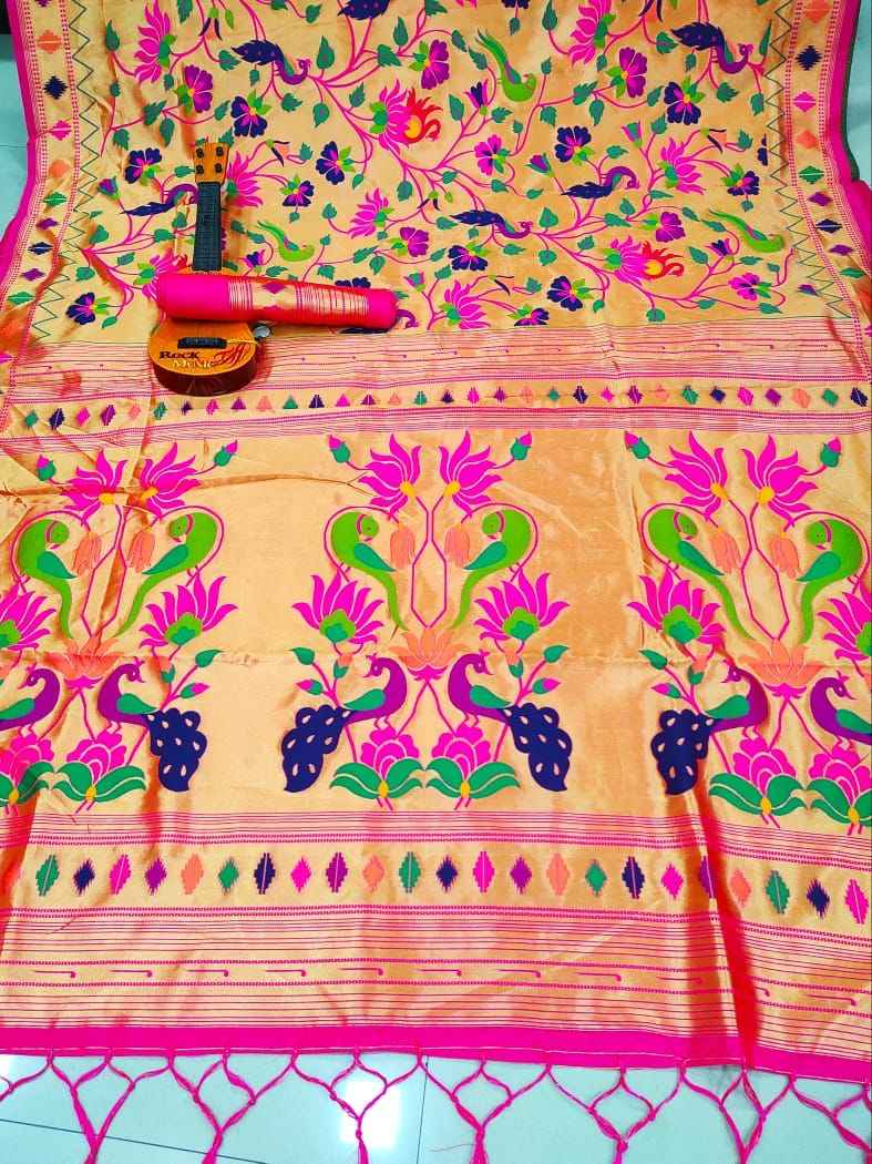 PURE KANCHIPURAM SILK ZARI WIVING PAITHANI SAREE AT WHOLESALE PRICE