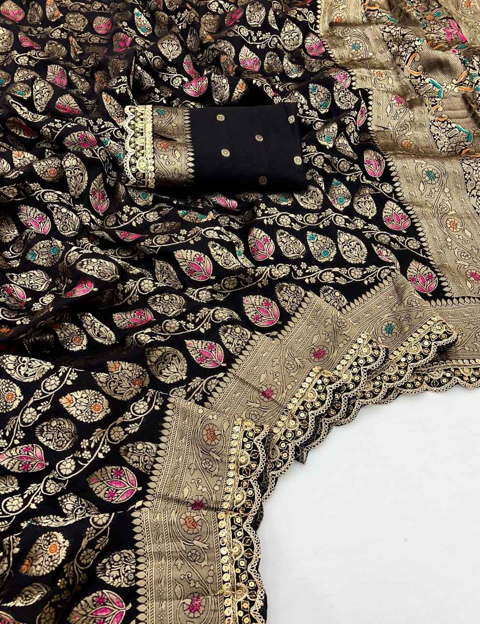 PURE KHADI GEORGETTE KANCHI BORDER SAREE AT WHOLESALE PRICE