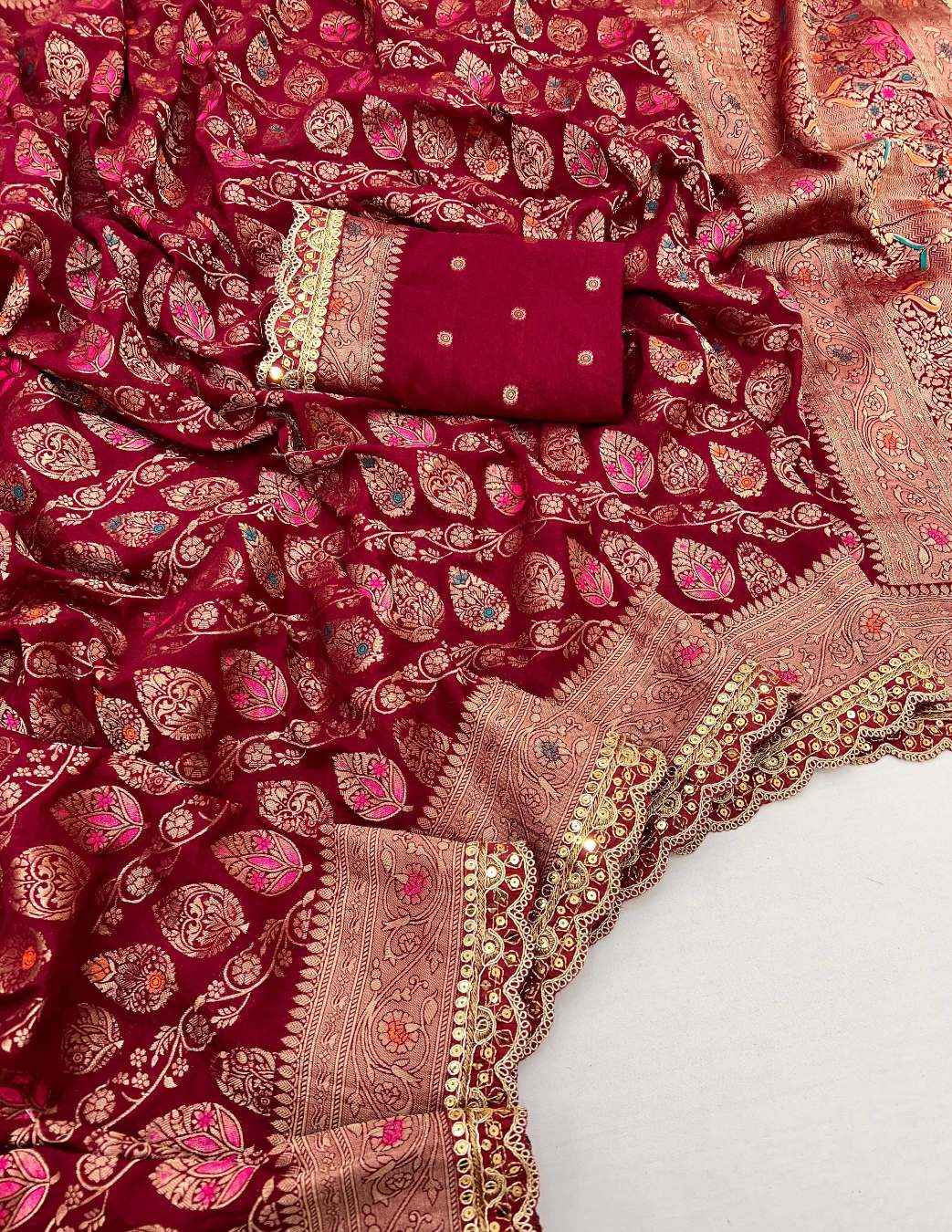 PURE KHADI GEORGETTE KANCHI BORDER SAREE AT WHOLESALE PRICE