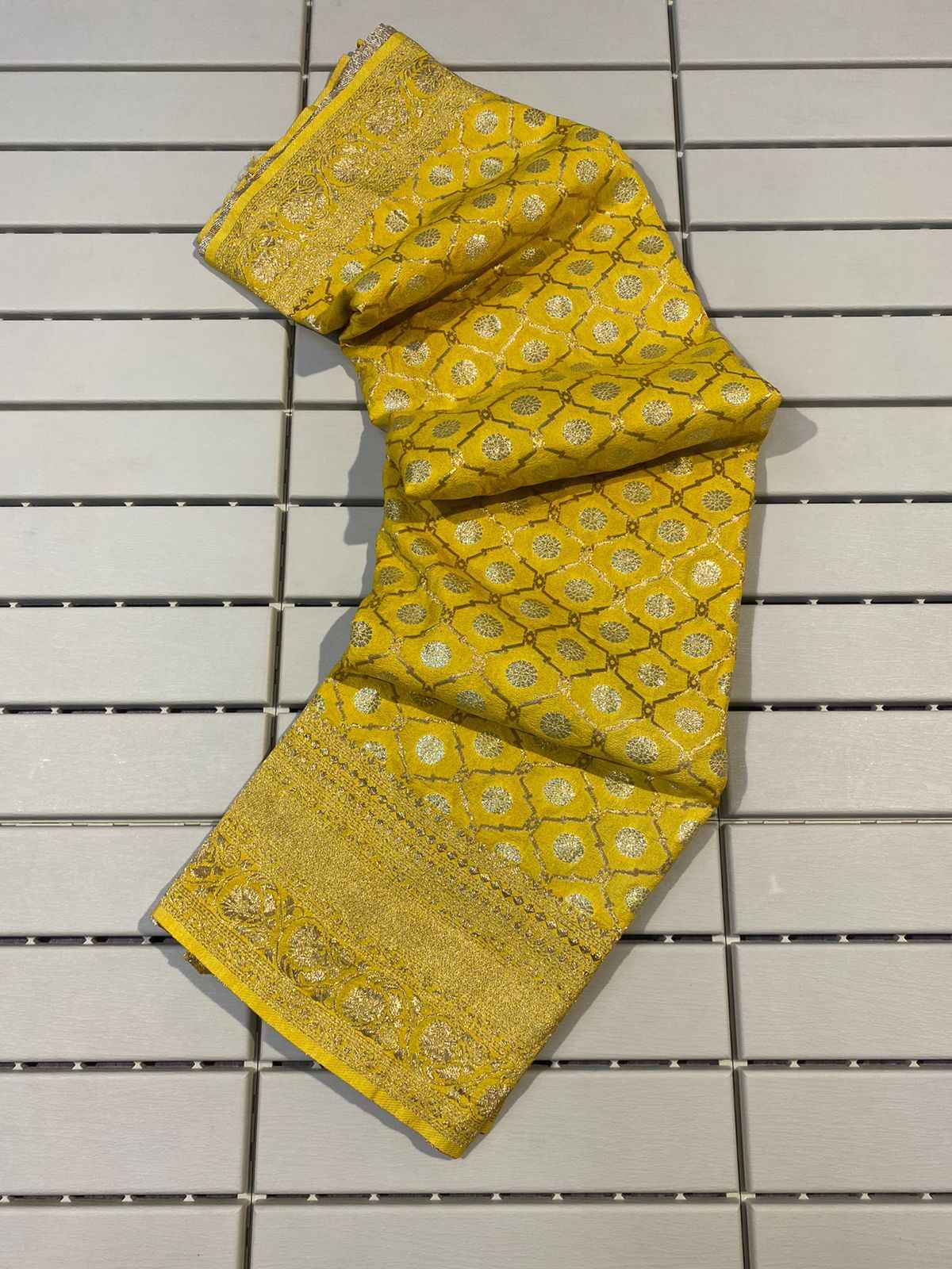 PURE KHADI GEORGETTE SILK WITH ZARI WOOVEN PALLU SAREE AT WHOLESALE PRICE