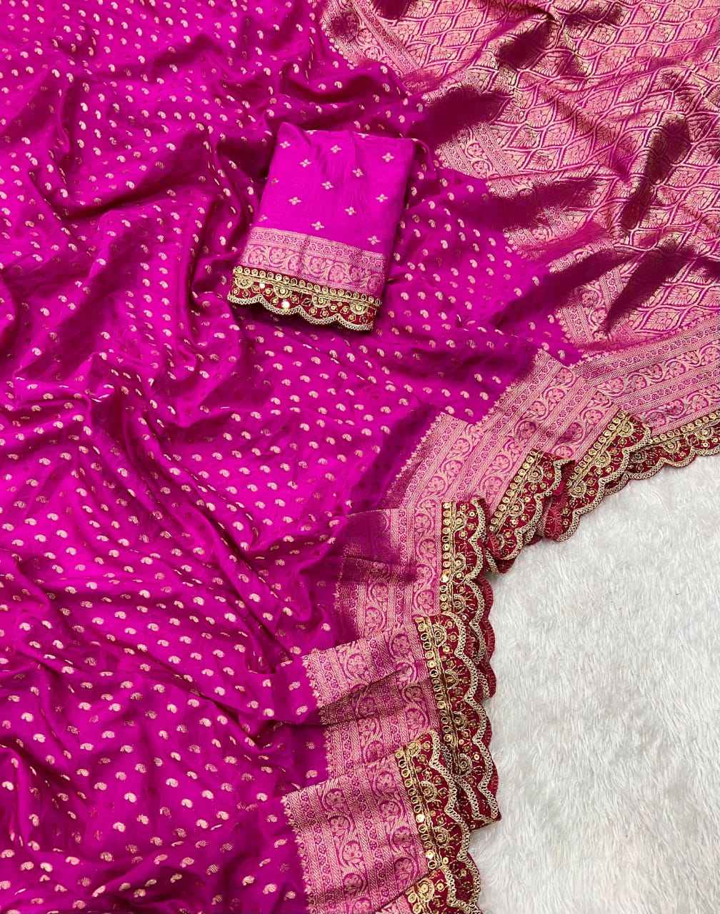 PURE  KHADI GEORGETTE WITH KANCHI BORDER SAREE AT WHOLESALE PRICE