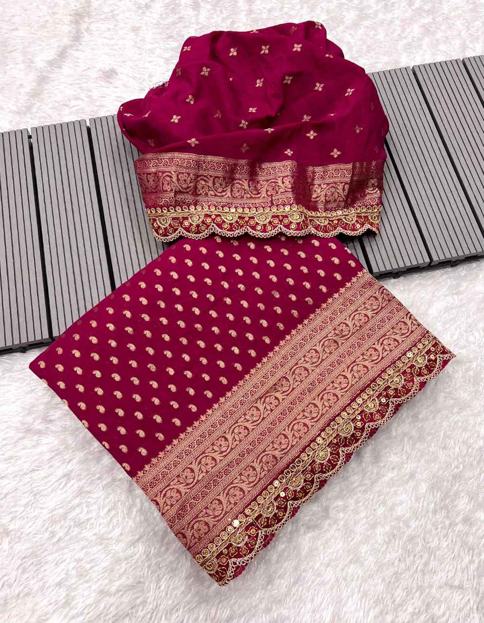 PURE  KHADI GEORGETTE WITH KANCHI BORDER SAREE AT WHOLESALE PRICE