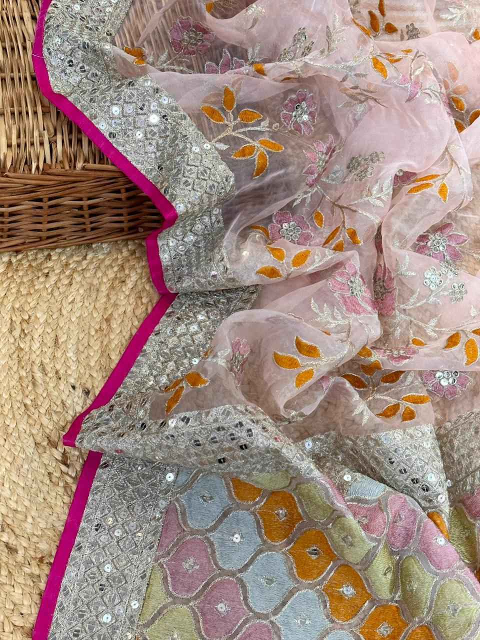 PURE ORGANZA SILK VISCOS THREAD SEQUENCE WORK SAREE AT WHOLESALE PRICE