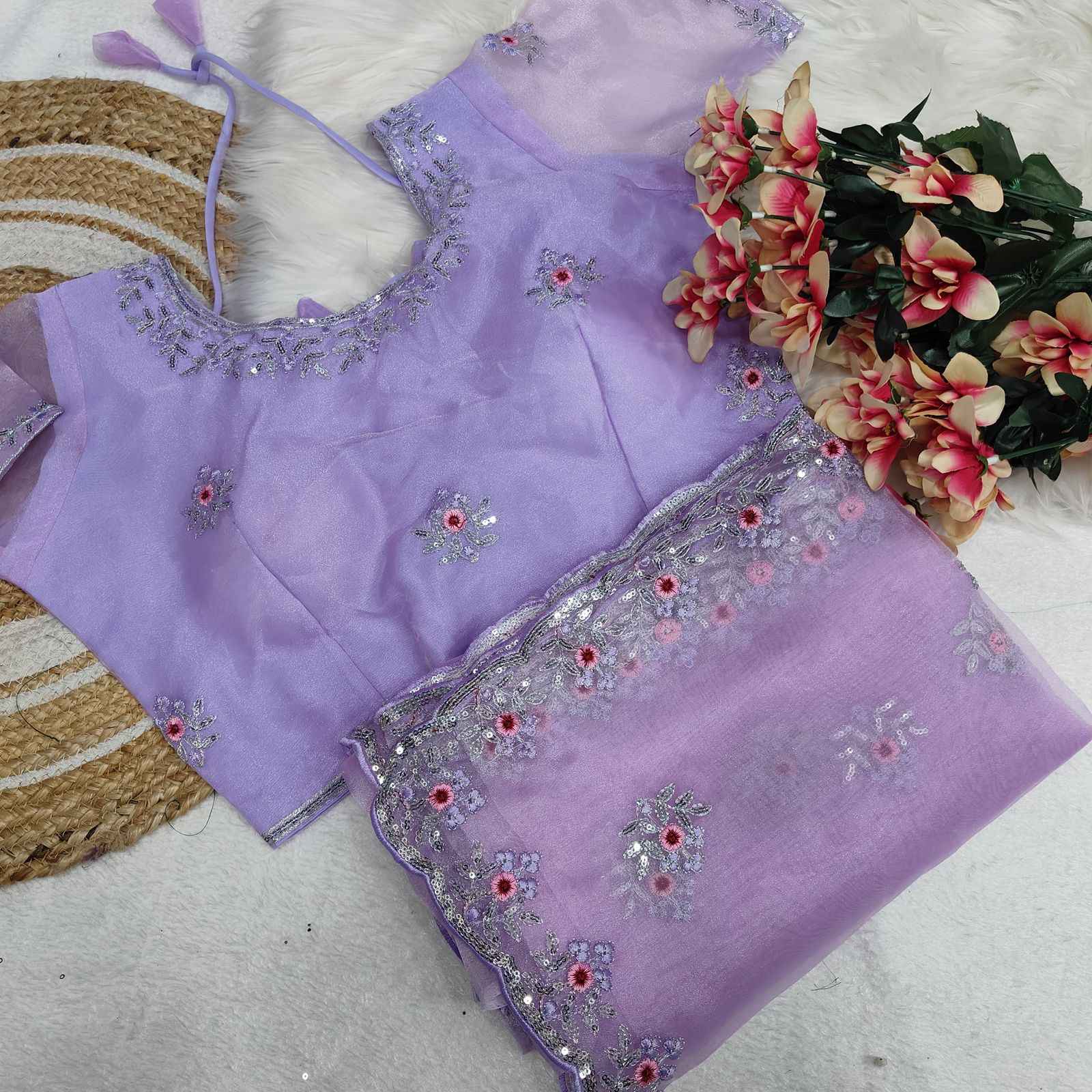 PURE ORGENZA SILK WITH SEQUENCE EMBROIDERY SAREE AT WHOLESALE PRICE