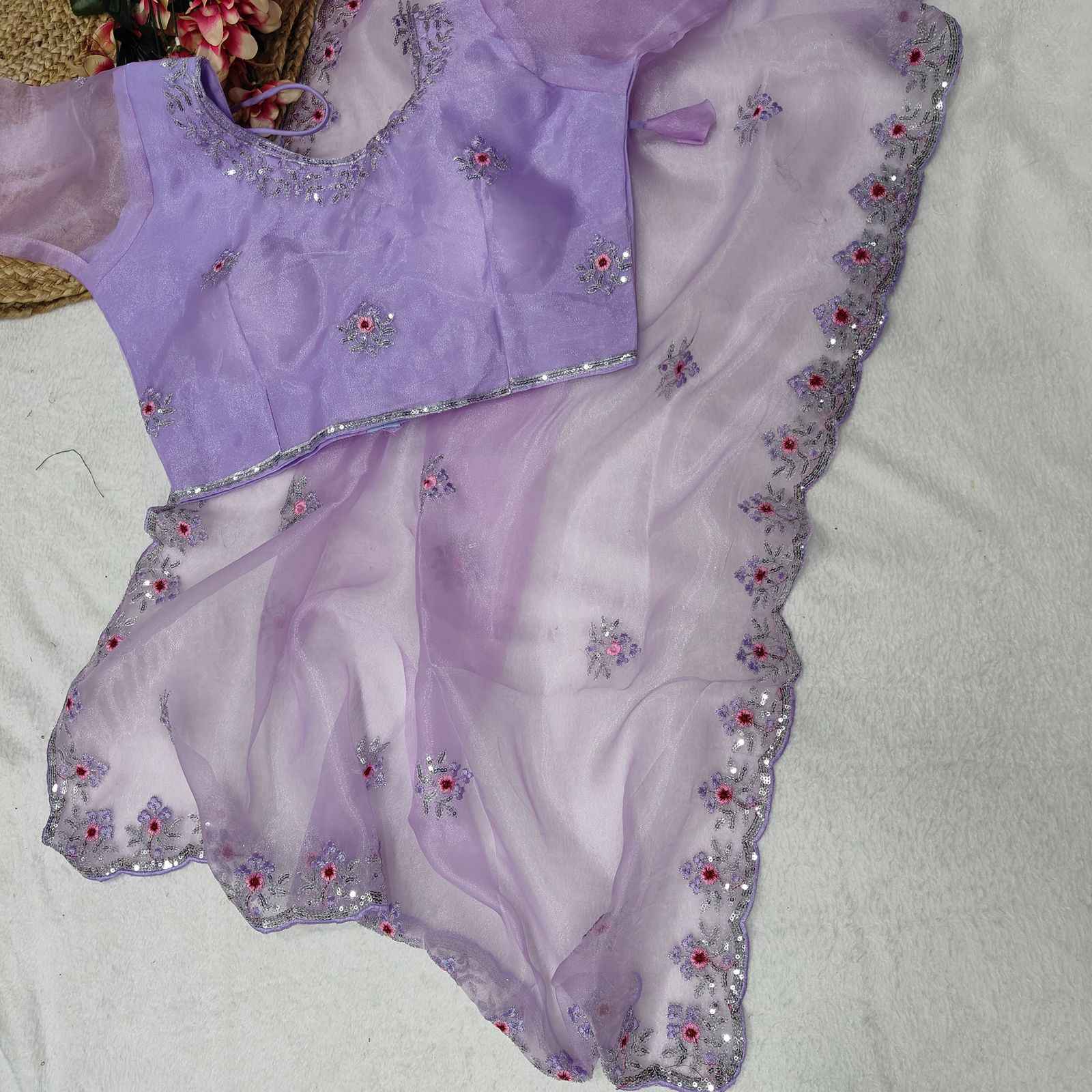 PURE ORGENZA SILK WITH SEQUENCE EMBROIDERY SAREE AT WHOLESALE PRICE