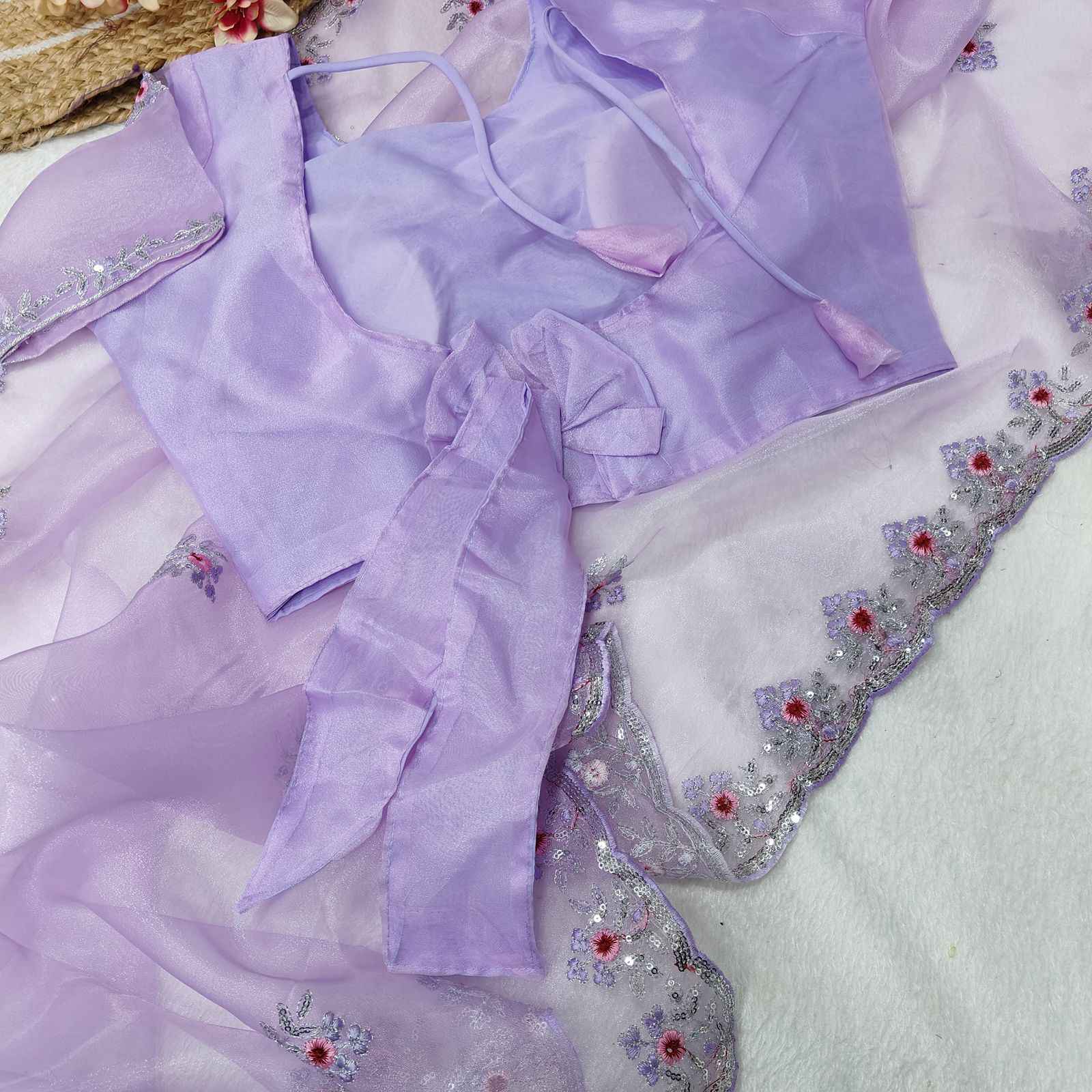 PURE ORGENZA SILK WITH SEQUENCE EMBROIDERY SAREE AT WHOLESALE PRICE