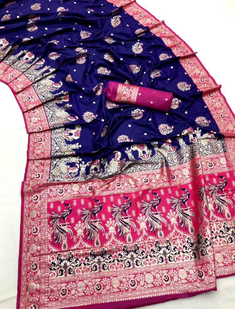 PURE PAITHANI TYPE BANARASI SILK WITH GOLDN ZARI WEAVING SAREE AT WHOLESALE PRICE