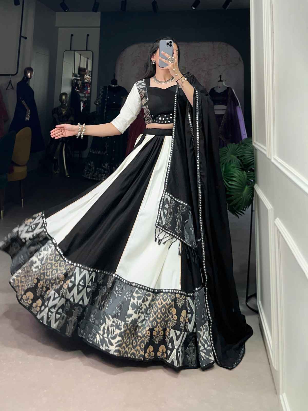 PURE RAYON PLAIN AND PRINTED WITH PAPER MIRROR WORK LACE AND GOTA PATTI LEHENGA CHOLI AT WHOLESALE PRICE