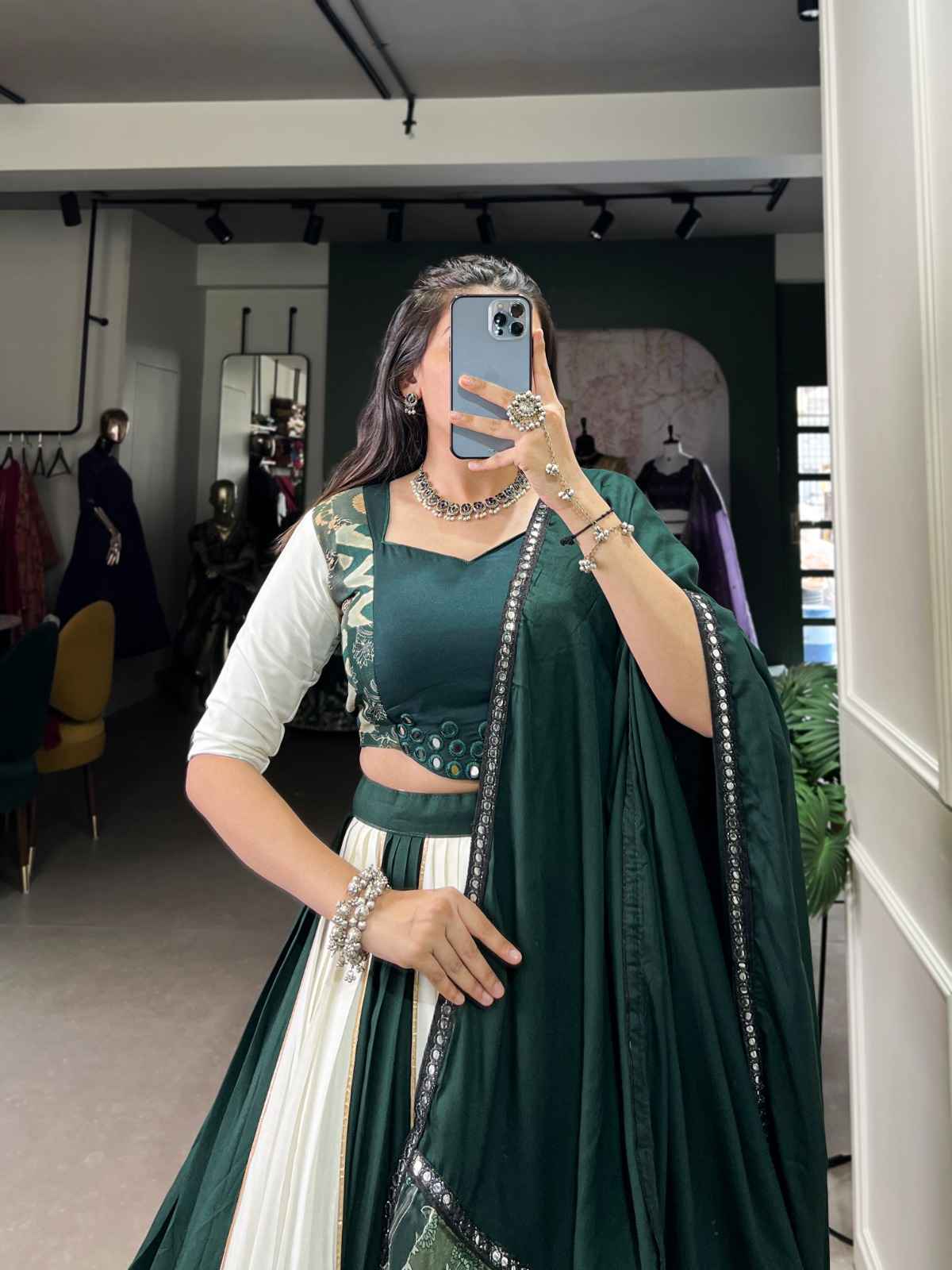 PURE RAYON PLAIN AND PRINTED WITH PAPER MIRROR WORK LACE AND GOTA PATTI LEHENGA CHOLI AT WHOLESALE PRICE