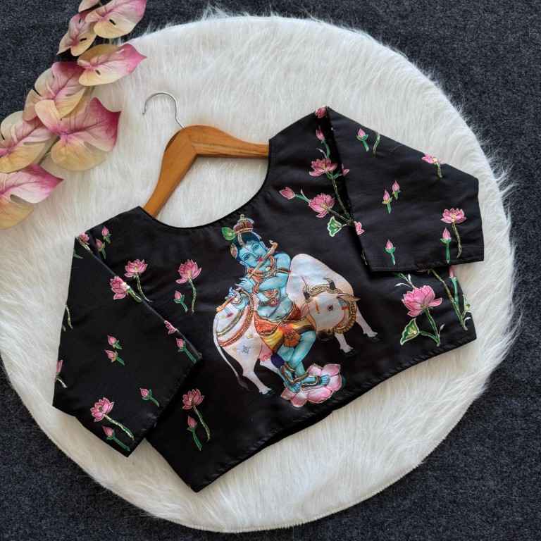 PURE SILK PRINTED ANTIQUE HANDCRAFTED WORK BLOUSE AT WHOLESALE PRICE