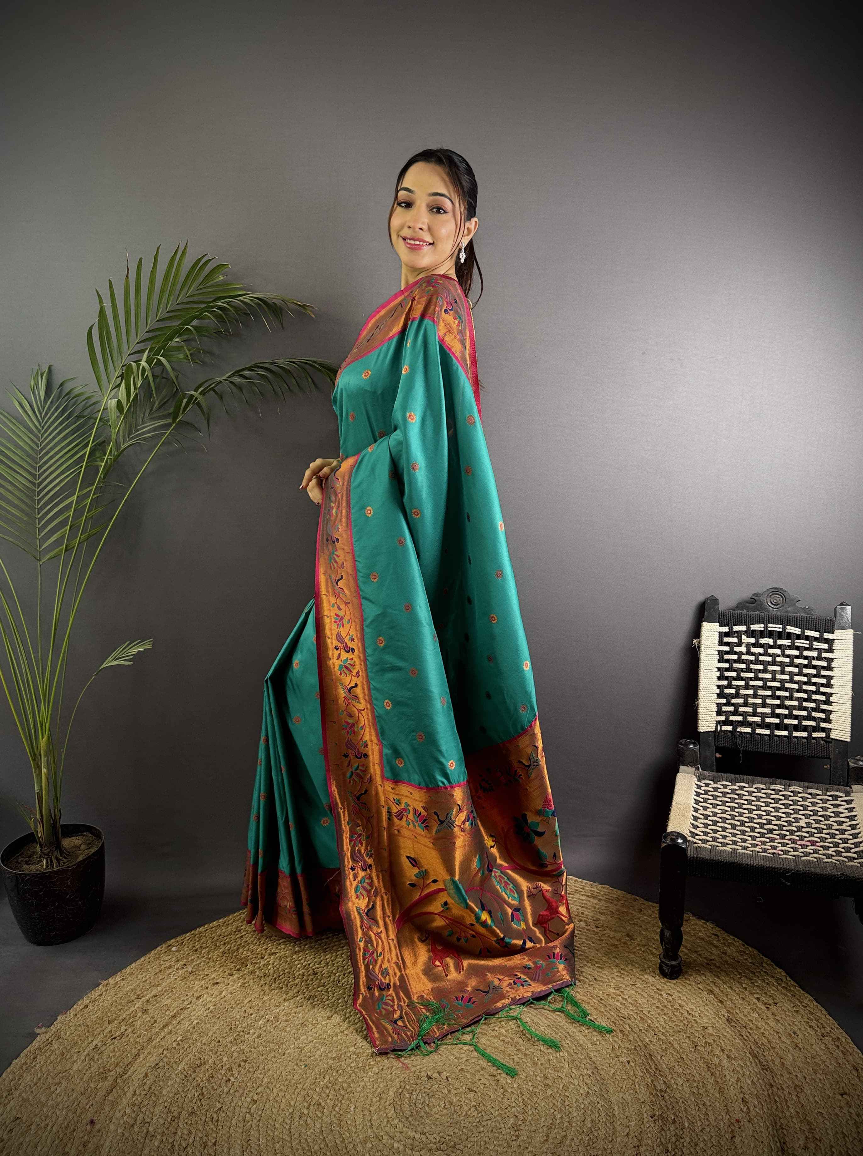 PURE SOFT BANARASI SILK PAITHANI DESIGN SAREE AT WHOLESALE PRICE