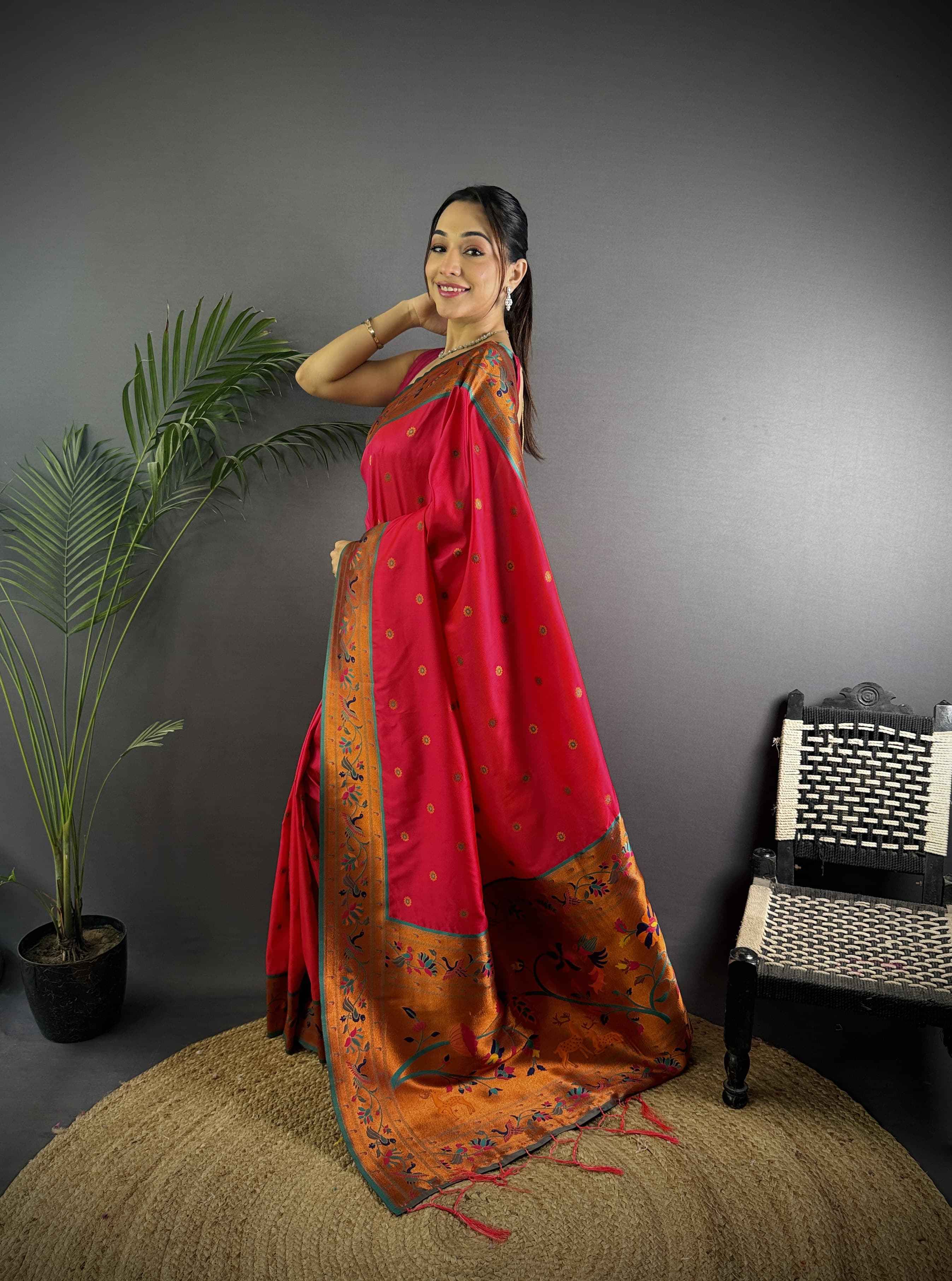 PURE SOFT BANARASI SILK PAITHANI DESIGN SAREE AT WHOLESALE PRICE