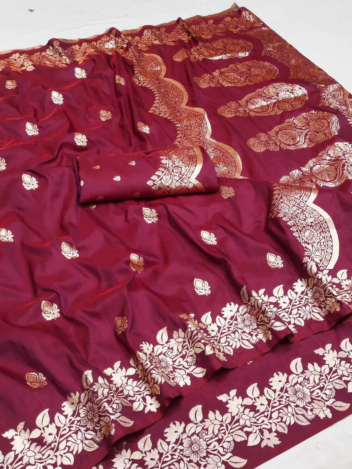 PURE SOFT BANARASI SILK ZARI WORK WITH HEAVY BORDER SAREE AT WHOLESALE PRICE