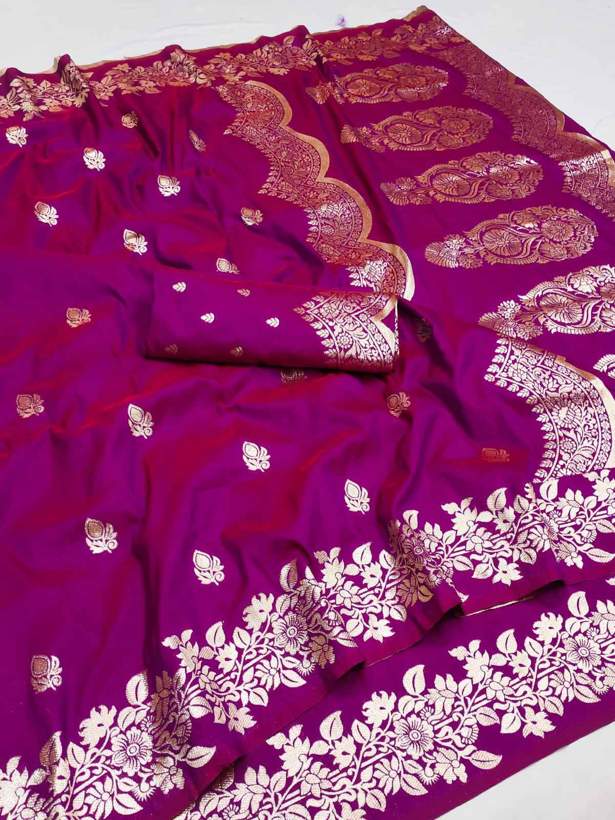 PURE SOFT BANARASI SILK ZARI WORK WITH HEAVY BORDER SAREE AT WHOLESALE PRICE