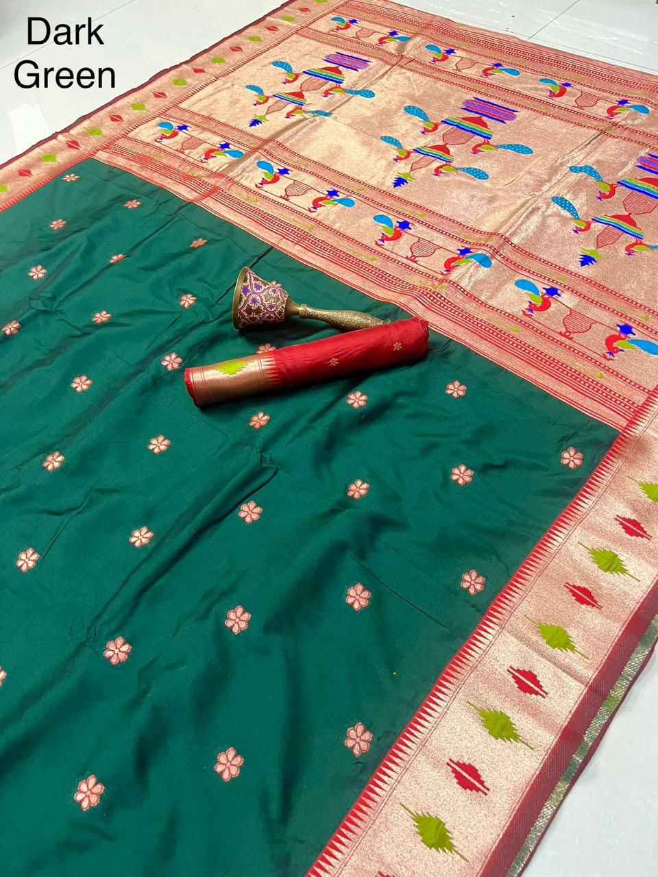 PURE SOFT GOLD ZARI KANCHIVRAM AND PAITHANI SILK SAREE AT WHOLESALE PRICE