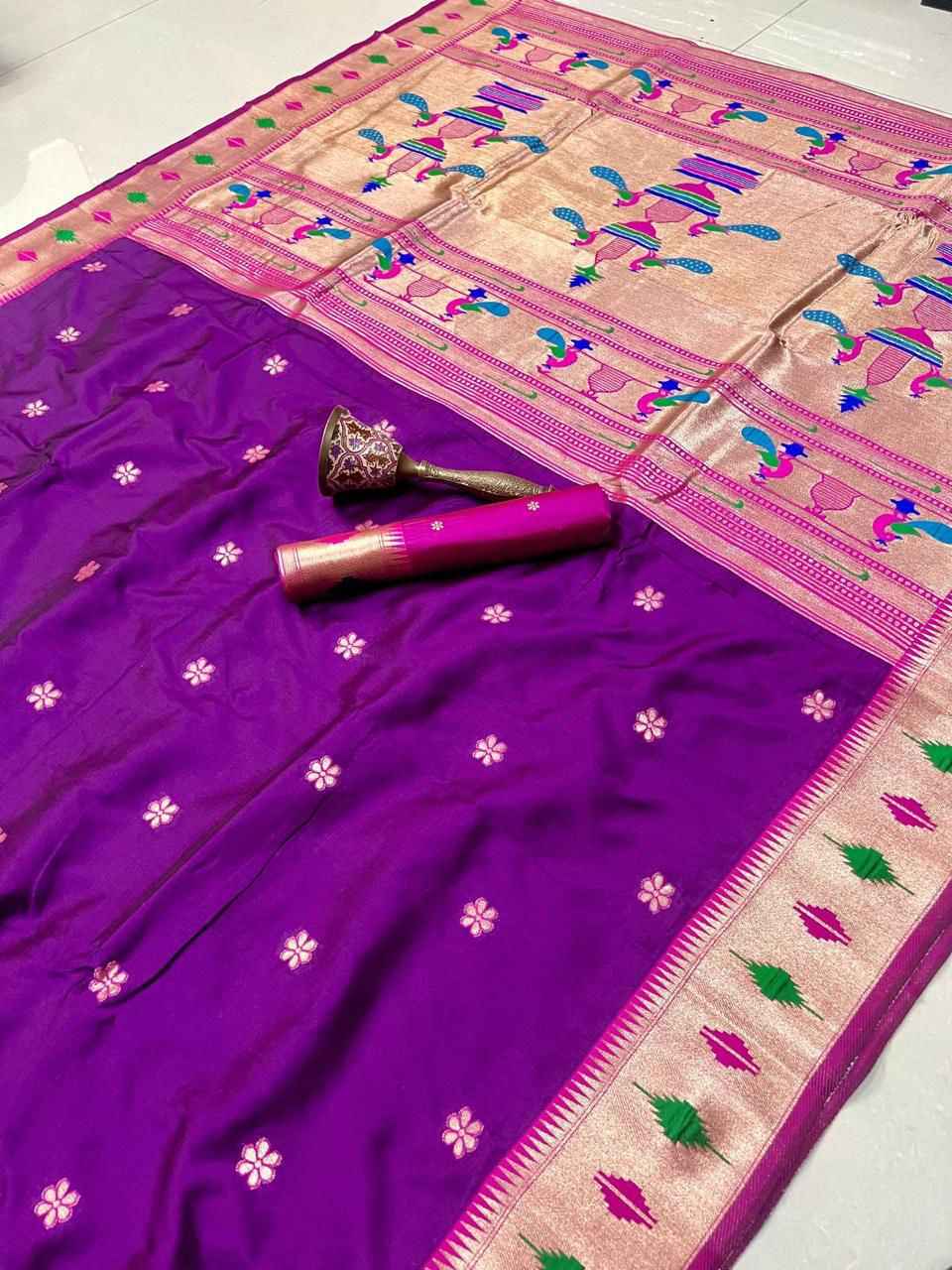 PURE SOFT GOLD ZARI KANCHIVRAM AND PAITHANI SILK SAREE AT WHOLESALE PRICE